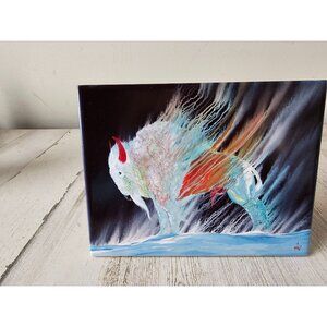 Bill rabbit Creation Buffalo ceramic tile art painting desktop watercolor Oklaho